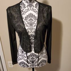 Wild Fable Black Sheer Crop Cardigan Size Small 
