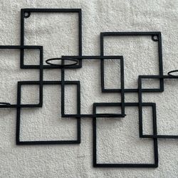 Black Home Wall Sconce Set Tealight Candle Geometric Metal Art