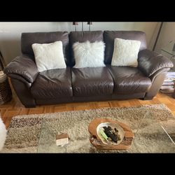 Italian Leather Sofa Bed With Free Chaise 
