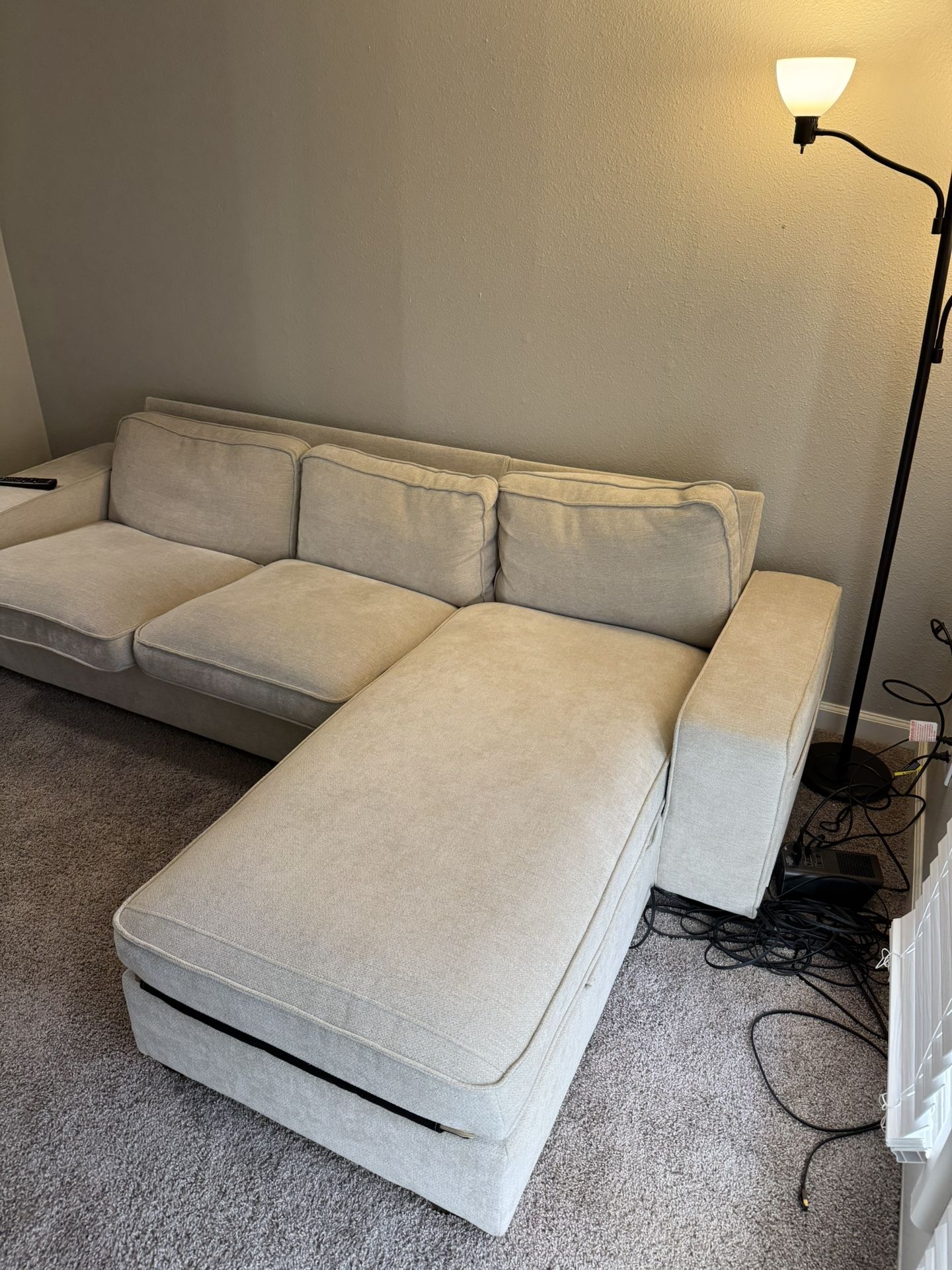 Mahwah 98'' Chenille Square Arm Sofa L-Shape Convertible Sectional Couches Sofas with Storage Chaise