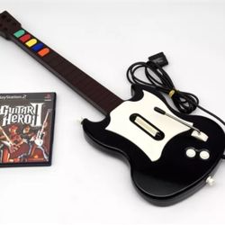 Guitar Hero Black & White Gibson SG PSLGH Wired Guitar  PS2 + Game, Works
