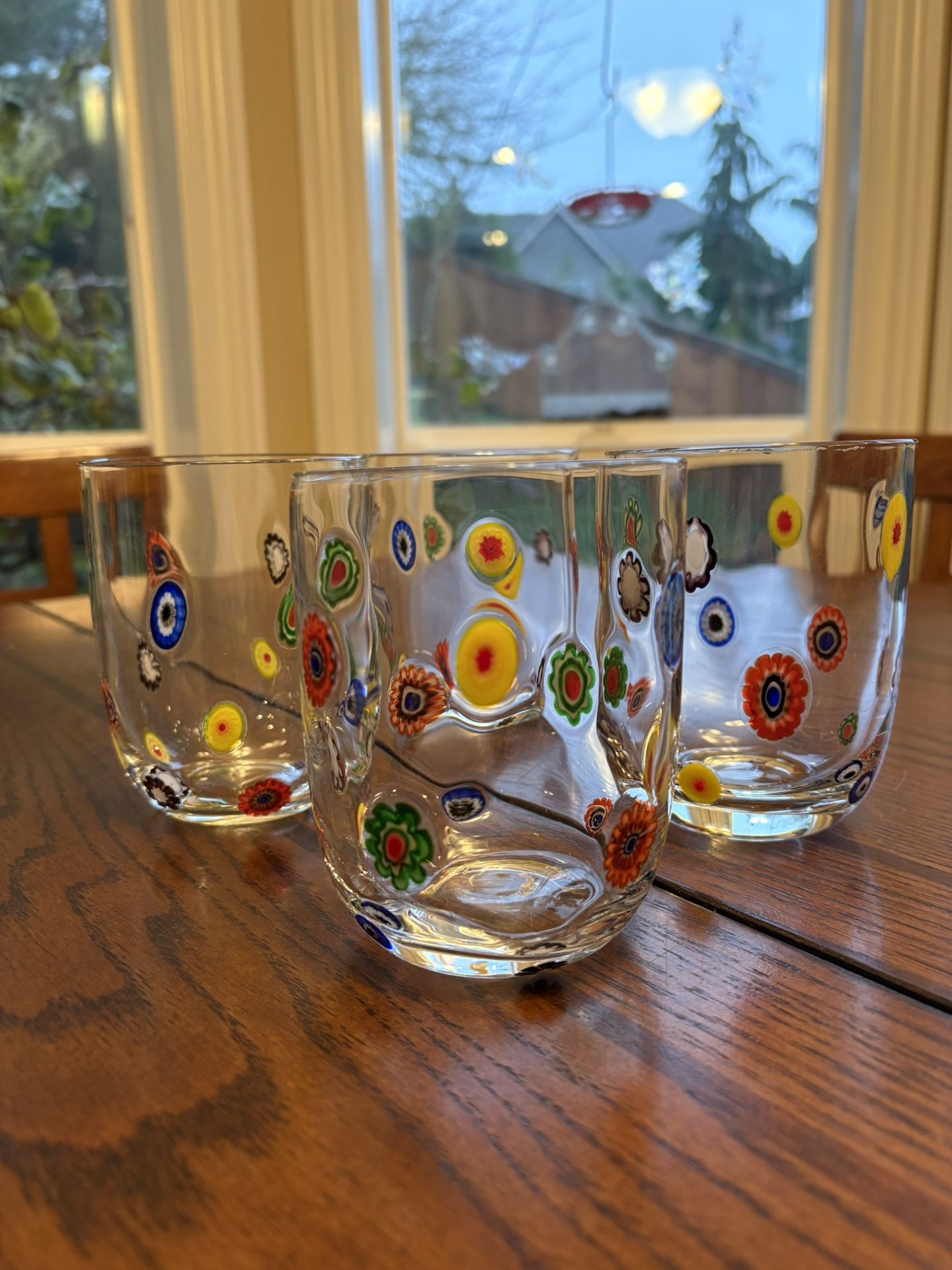 Vintage Leonardo Millefiori Handblown Glass Drinking Glasses