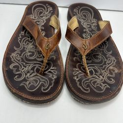 Olukai Paniolo-W Leather Strap Flip Flop Sandals