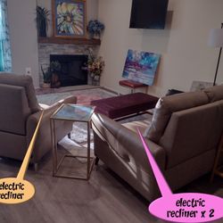 Couch & Chair With Electric Recliners