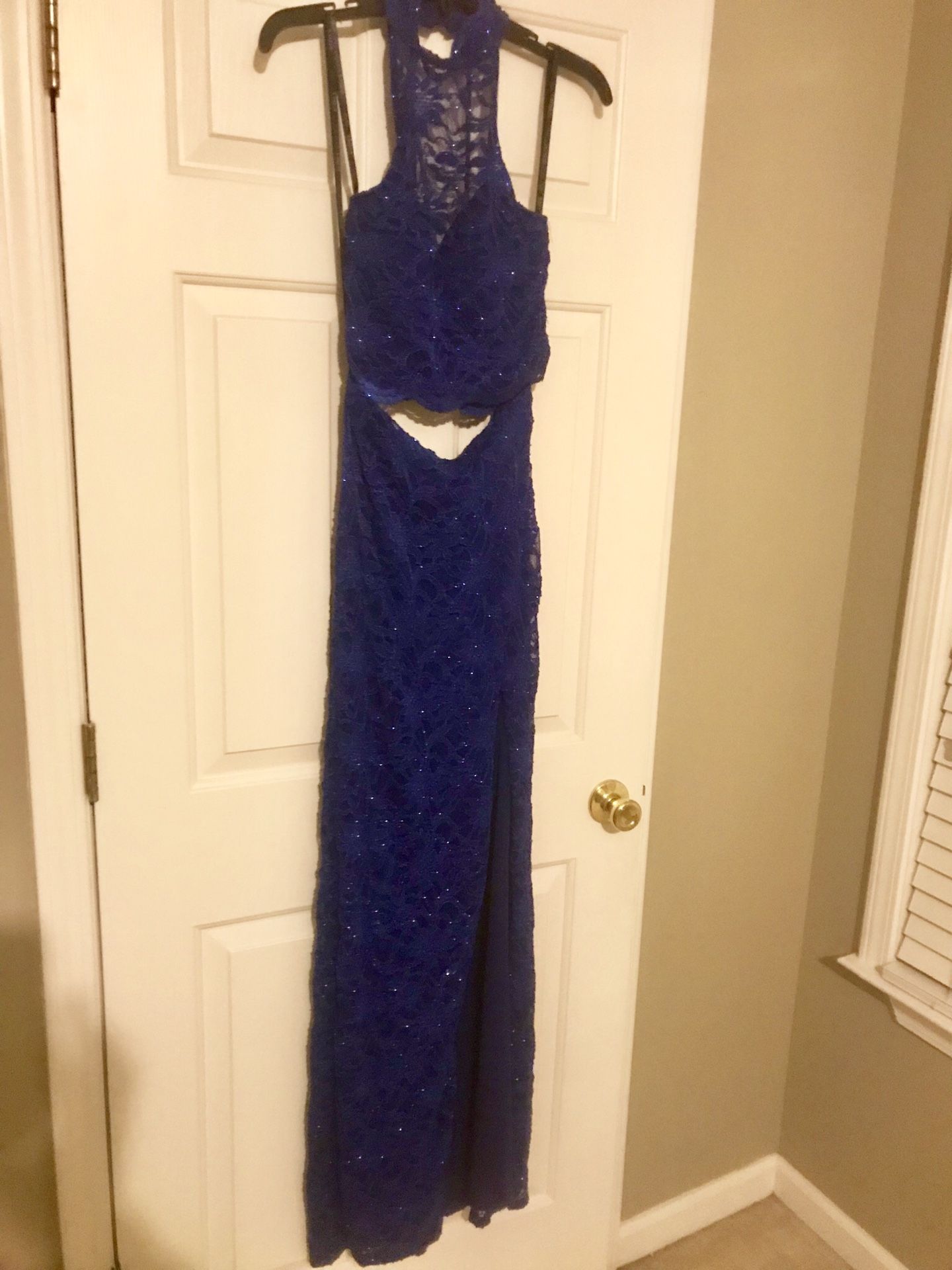 Formal 2 piece blue prom dress- size 7