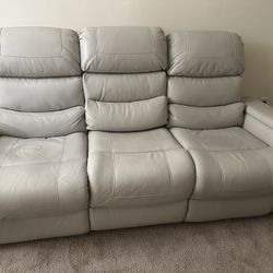 Power Reclining Sofa - Electric - LED Light and Wireless Charger- White