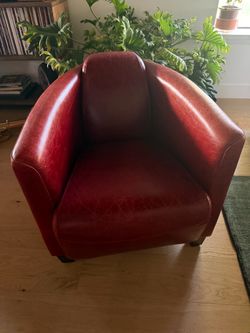 Red lounge barrel club chair