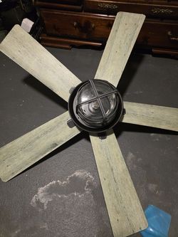 Hunter Rustic Ceiling Fan with Industrial Light ā 5 Blade ā Black / Weathered Wood