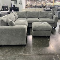 Grey Sectional Sofa With Ottoman