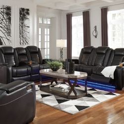 Party Time Midnight Power Reclining Living Room Set & New Living Room Set  & Sofa And Lovesea