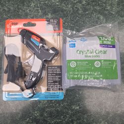 Mini Glue Gun with 100 Mini Multi-temp Crystal Clear Glue Sticks NEW