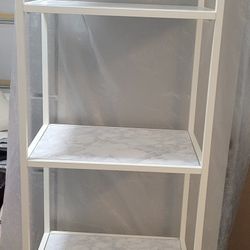 White and Marble Metal Shelf Unit