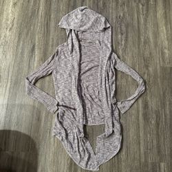 Free People Knit Fringe Cardigan with Hood Taupe  Size Medium