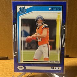 Bo Nix 2024 Donruss Blue Press Proof Rookie 