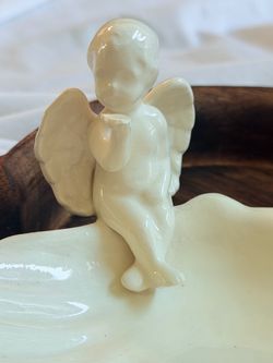 White Ceramic Cherub Angel Dish