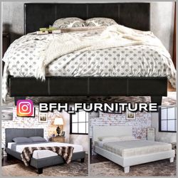Queen Expresso Benzar Euro Style Platform Bed w.Orthopedic Mattress Included 