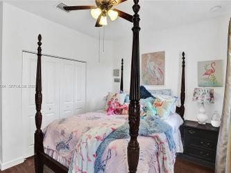 Solid Wood Queen Canopy Bed + Matching Nightstand – Excellent Condition