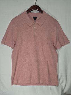 J.Crew Men’s L Pink 100% Cotton Short Sleeve Knit Polo Collared Button