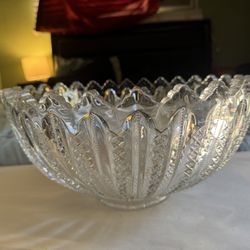 antique Duncan & Miller "Mardi Gras" pattern pressed glass bowl.