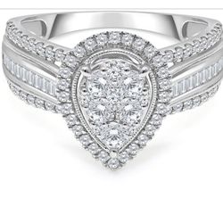 10K White Gold   1k Diamond Wedding Ring 