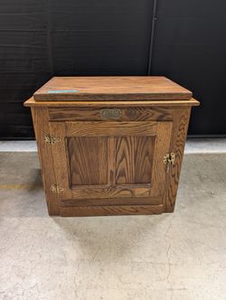White Clad Oak Nightstand with Brass Hardware