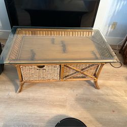 Coffee table with glass top