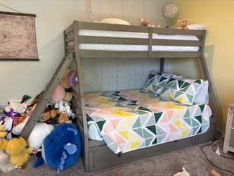 Kids twin over full bunk beds with mattresses