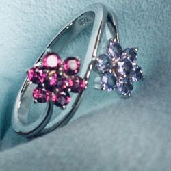 Genuine Rhodolite Garnet And Tanzanite 925 Sterling Silver 