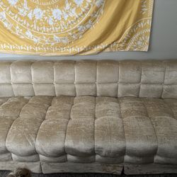 Vintage Tufted Sofa, White Velvet