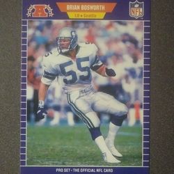 1989 Pro Set Brian Bosworth Seattle Seahawks #391 Football Card Collectible Vintage Sports NFL Trading Professional Pro