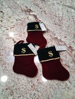 3 New Fancy Velvet Money Stockings $8 