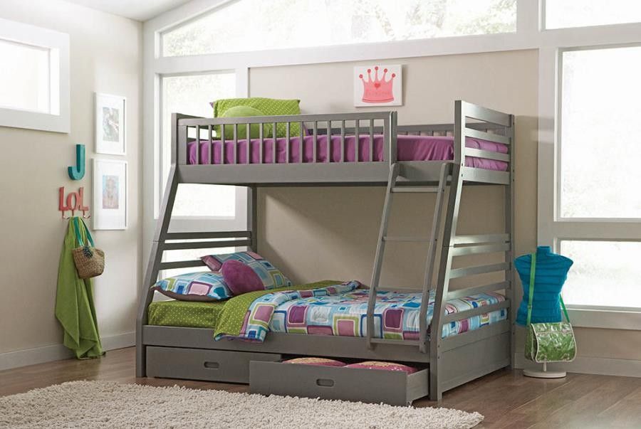 Solid wood twin full bunk bed