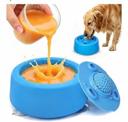 Slow Feeder Dog Bowls for Liquid Treat Dog Lick Bowl with Enrichment Rolling Ball