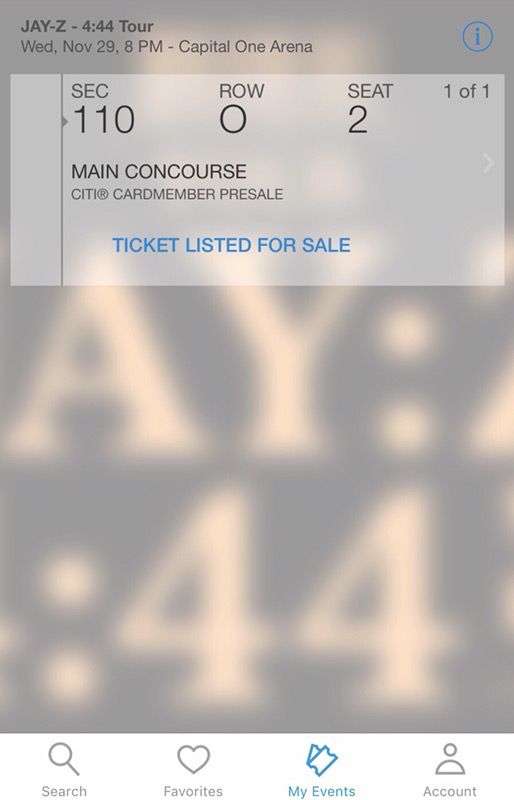 Jay-Z ticket 4 sale 350$ 11/29/2017 concert