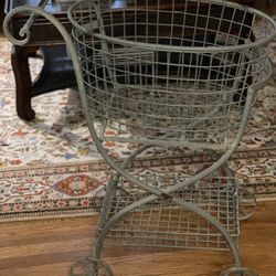 Vintage Rolling Laundry Basket