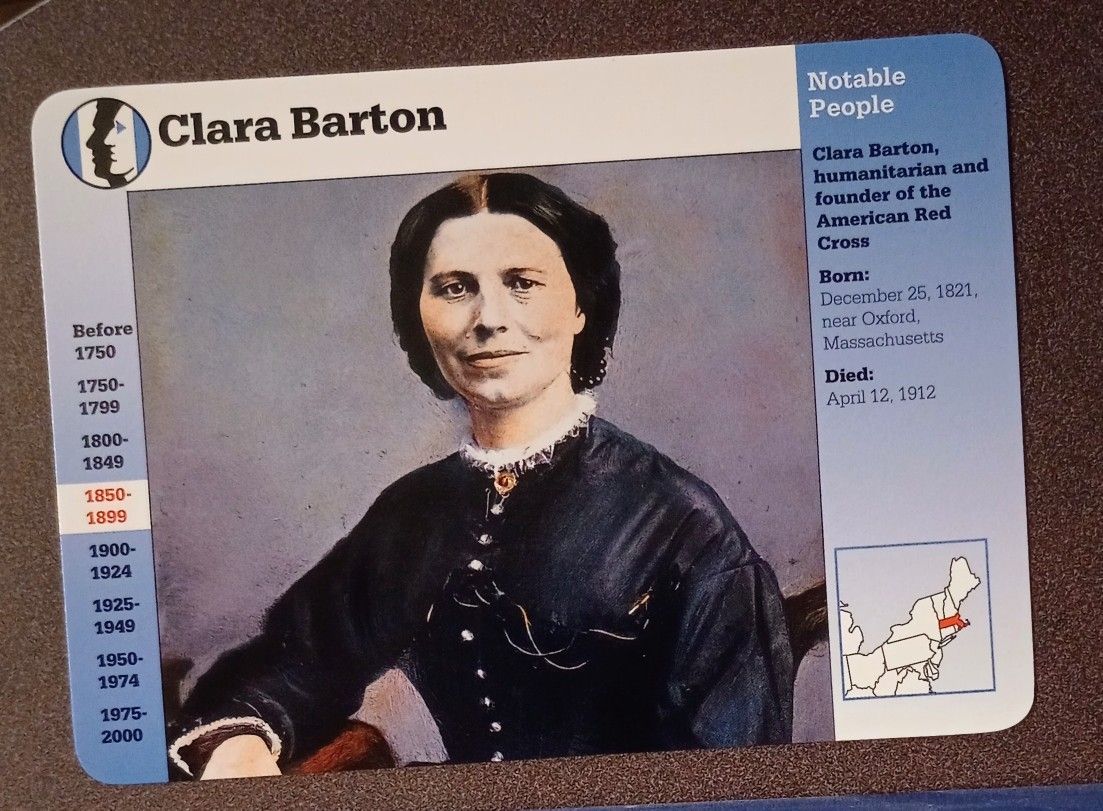 1995 Grolier Clara Barton Founder Of American Red Cross History Vintage Collectible Large Card