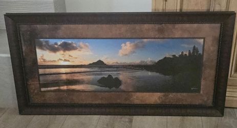Beautiful Maui Hawaii Framed Art Photo 44x22 Alau Island Koki Beach