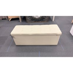 Storage Ottoman Bench, 43 in, 660 lb Capacity, Beige