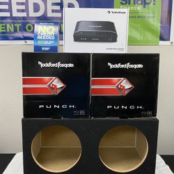 New (2) 12” inch Rockford Fosgate Punch (P3) 600 Watts RMS Subwoofers + Rockford Fosgate 1200 Watts RMS Bass Amplifier + Box {No Credit Finance} ✅