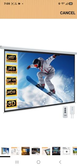 Projector Screen Motorized Auto Pull Down Screens(100'' 16:9 White)
Electric Automatic Wall Ceiling Retractable Movie Screen for Office Classroom Indo