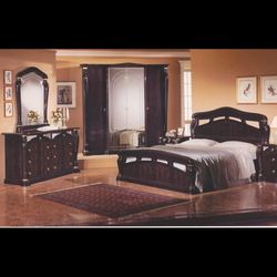 Italian Bedroom Set Mahogany Finish