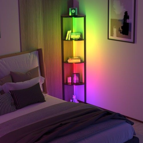 EP LIGHT Corner shelf, bookshelf with RGB LED Lights