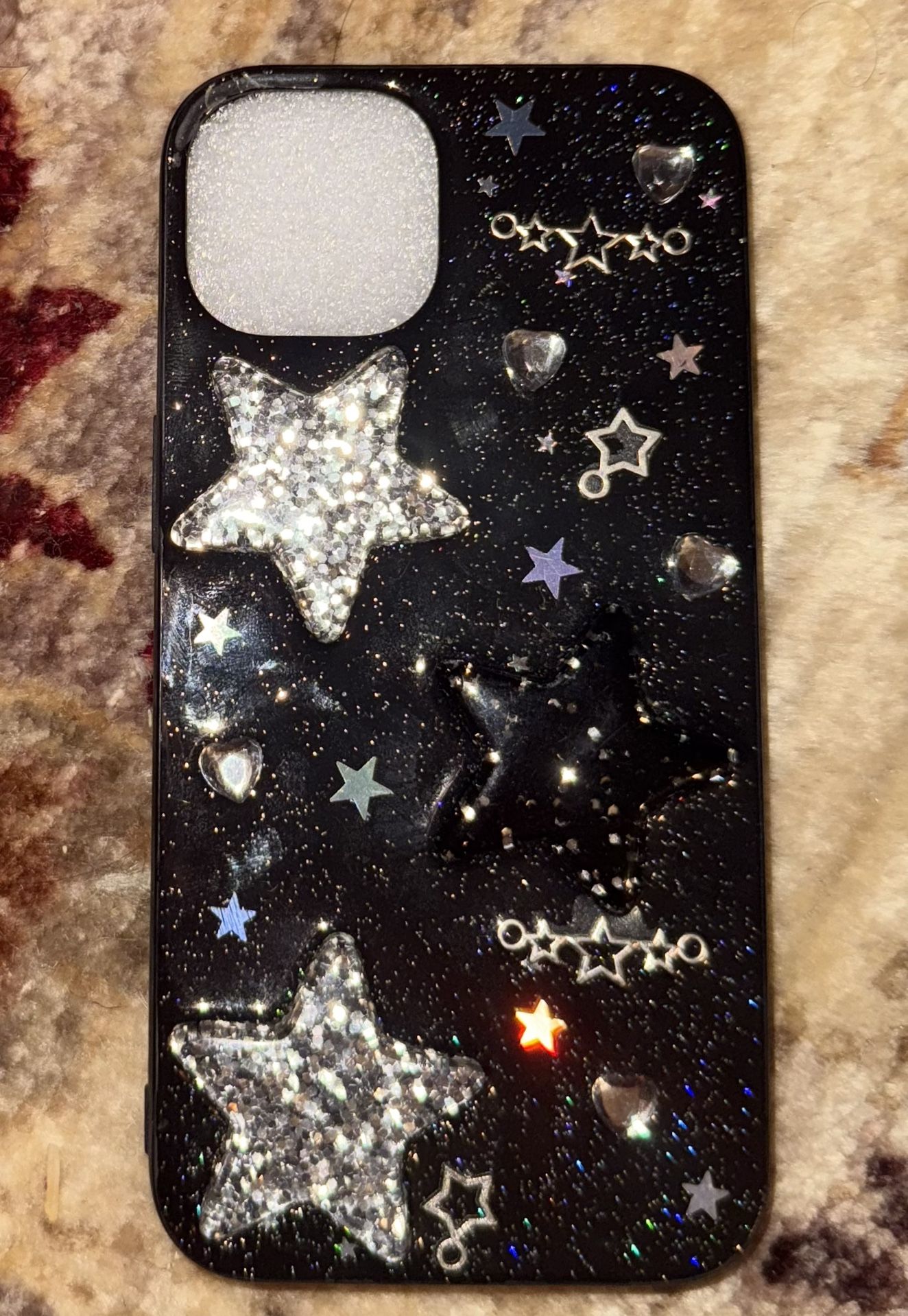 Black Glitter Star iPhone 13 Case