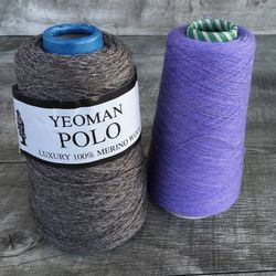 Lot of 2 Yeoman Polo 100% Merino Wool Machine Knitting Weaving Cone Yarn