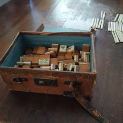 Antique Mahjong Set With Leather Box 