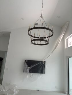 Two-Tier Ring Chandelier with Candle Lights