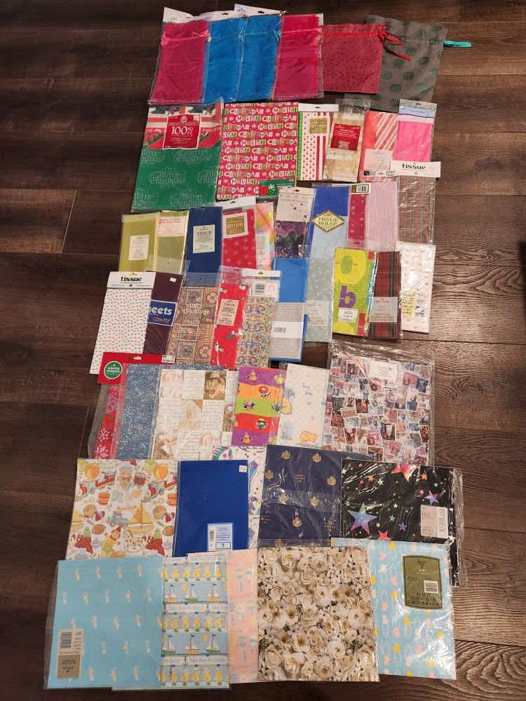 Gift Wraps, Gift tissue, Pouches, Box, Bike gift bag etc, Various 48 items,