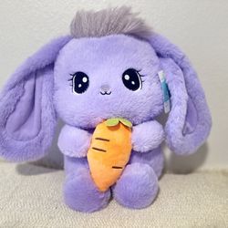 NEW with TAGS 15 inch Super Cute and Super Soft purple Bunny & Carrot Plush, Doll, Toy