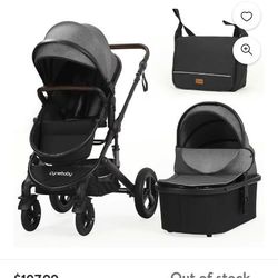 Stroller With Shocks 3 Piece Set Diaper Bag And Bassinet New In Box High End Limited Edition Retails Over $350 Plus Tax 