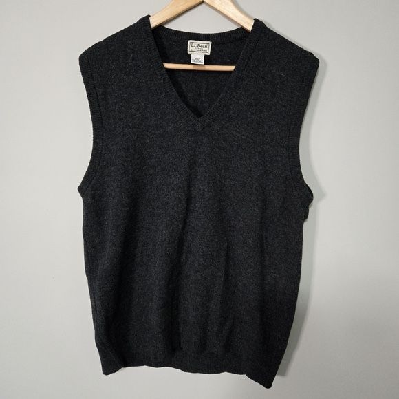 L.L. BEAN Dark grey men's medium sweater vest 100% lambswool rn71341 vn 05498 